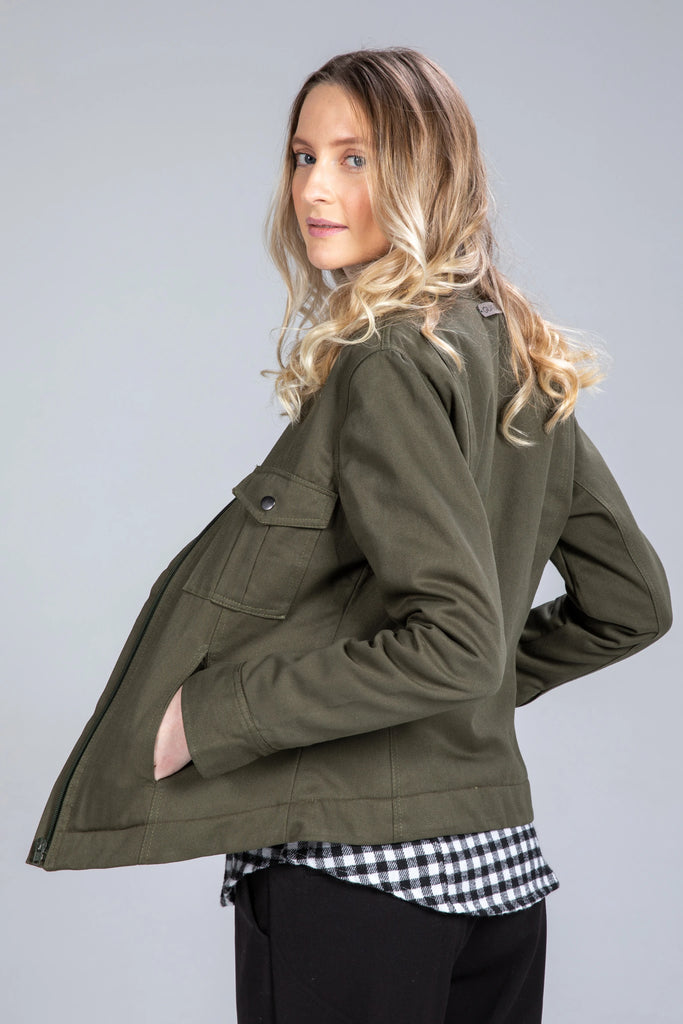 Jaqueta sarja deals verde militar feminina